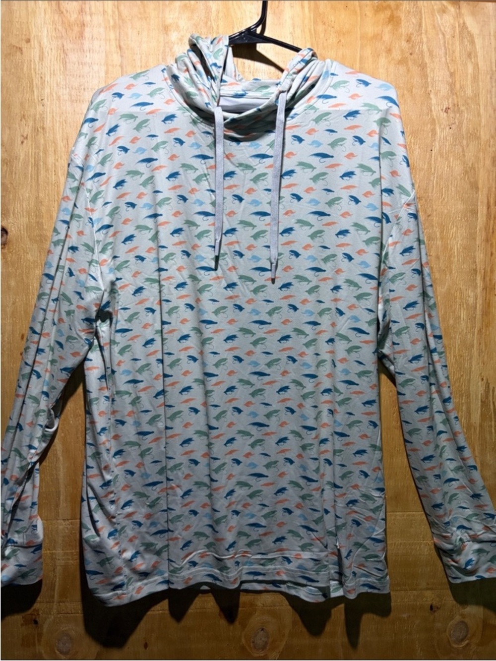 BURLEBO Light Blue Hooded Top with Multicolor Fish Motif
